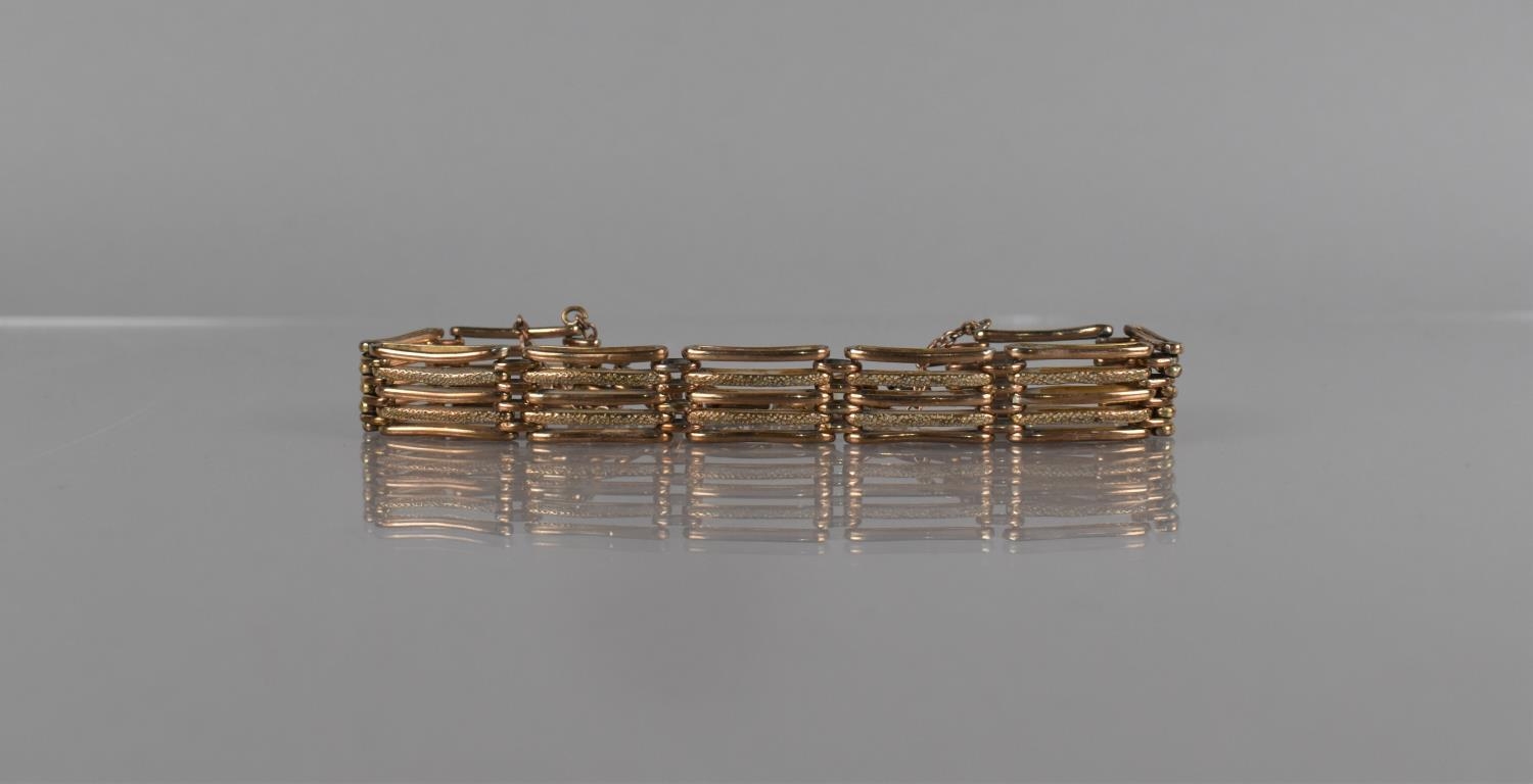 An Early 20th Century 9ct Gold Five Bar Charm Bracelet, Approx 20cms Long, Clasp Stamped 9ct, 14.