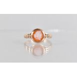 A 9ct Rose Gold and Stone Cameo Ring Depicting Bust of Classical Maiden, Circular Stone 8mm