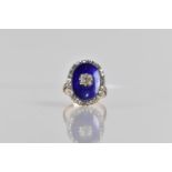 A 19th Century Diamond and Blue Enamel Dress Ring, Central Square Old Mine Cut Diamond Measuring