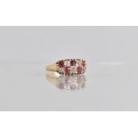 A Late 19th Century 18ct Gold, Diamond and Ruby Panel Cluster Ring, Chequerboard Design with Five