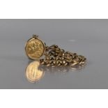 A 9ct Gold Victorian Fancy Watch Chain Mounted with George V Half Sovereign, Suitable as a Bracelet,