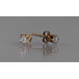 A Pair of Diamond and 9ct Gold Stud Earrings, Brilliant Cut Stones Approx 2mm Diameter in White