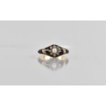 A 19th Century Diamond, Pearl and Enamel Mourning Ring, Central Pearl, 4mmx3.5mm, surrounded by a