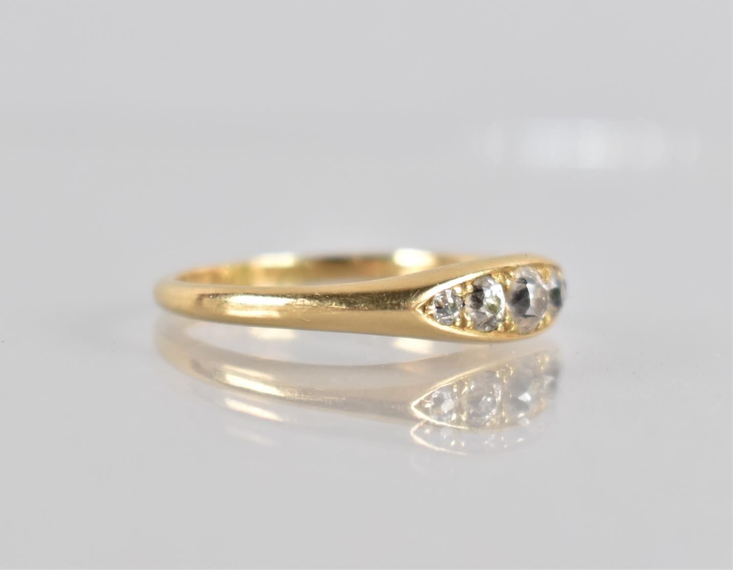 A Late 19th/Early 20th Century Diamond and 18ct Gold Five Stone Ladies Dress Ring, Centre Old - Image 2 of 2