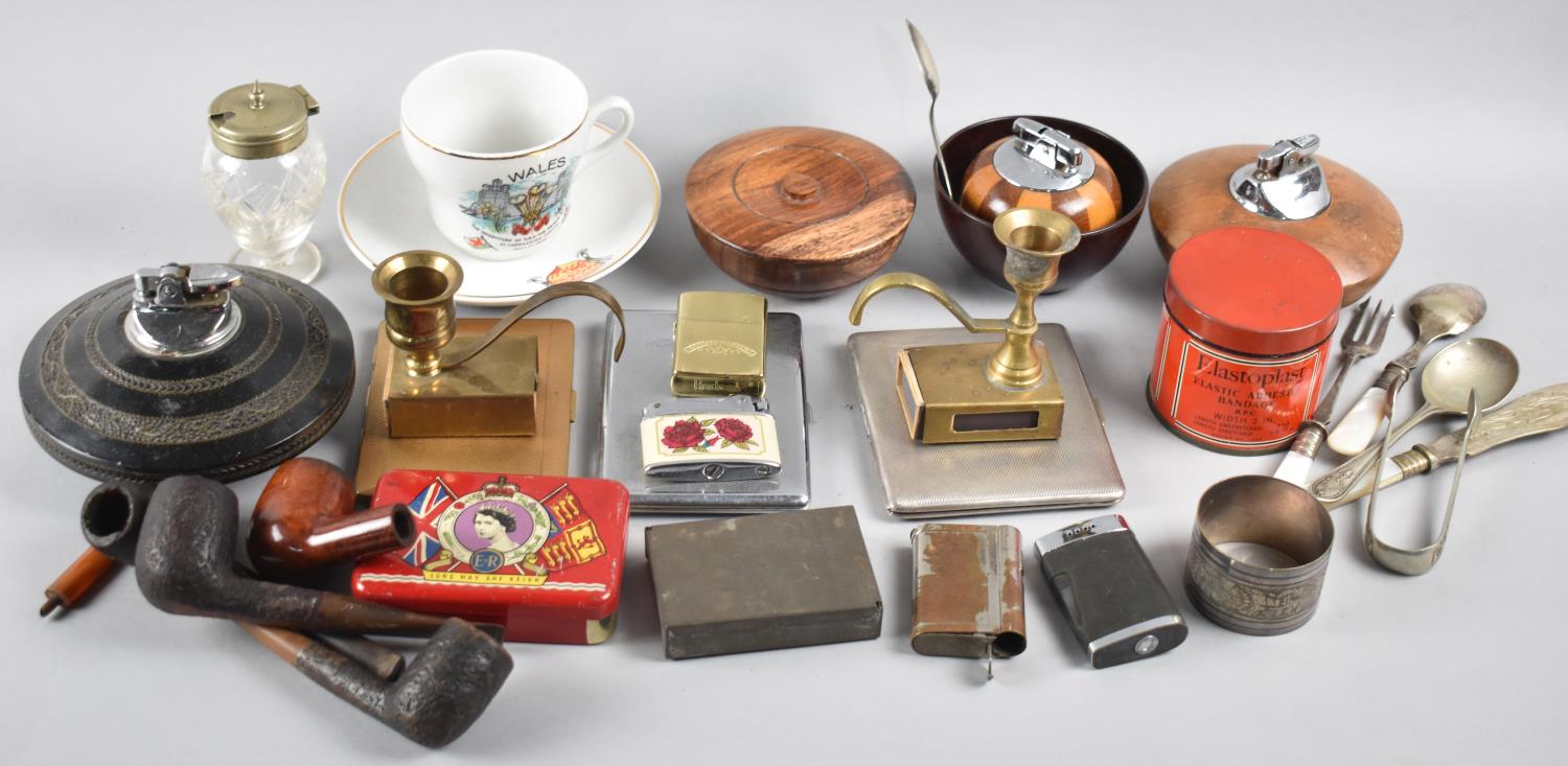 A Small Collection of Curios to Include Lighters, Pipes, Cigarette Cases, Treen etc (We are Unable