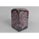 A Large and Heavy Reproduction Chinese Purple Hardstone Seal with Carved Village Scene Design, 16.