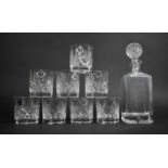 Four Boxed Sets of Two Edinburgh Glass Tumblers together with a Boxed Spirit Decanter