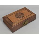 An Oriental Wooden Jewellery Box together with a Tooled Leather Blotter having Islamic Decoration