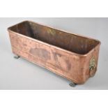 A Rectangular Copper Planter with Lion Mask Ring Handles, 45cms Long