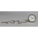 A Continental Open Face Pocket Watch by Corterbert, Hanging Silver Chain and T Bar