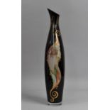 A Tall Goebel Glass Vase of Slender Form, Sea Serpents II, 50cm high, with Box