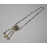 A Bedouin Sterling Silver Berber Hamsa Necklace, with Faceted Green Glass Mounts