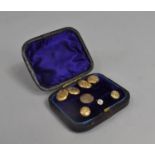 An Edwardian Leather Cased Collection of Gilt Metal Cuff Links and Studs