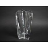 A Heavy Rogaska Glass Vase of Triangular Form, 27cms High