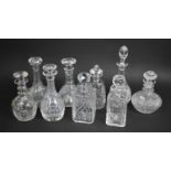 A Collection of Various Cut Glass Decanters to include Spirit Decanters, Ship Decanters Etc