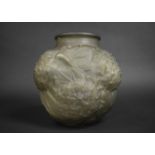 A Nice Quality Frosted Moulded Glass Vase decorated in Relief with Hydrangea Flowers and Leaves,