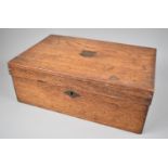 A 19th Century Oak Ladies Work Box, Missing Inner Tray, 33cms Wide
