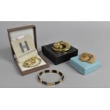 A Collection of Costume Jewellery to Include Chinese Yellow Metal Panelled Bracelet, Monet Brooch,