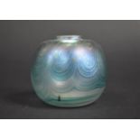 A Studio Glass Iridescent Vase of Globular Form, Signed to Base 1986, Sanders Wallace, 7cms High