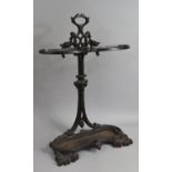 A Nice Quality Victorian Cast Iron Stick Stand, Possibly Coalbrookdale, Removable Drip Tray with One