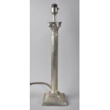 A Plated Table Lamp Base in the Form of a Corinthian Column, Requires New Light Fitting, 44cms