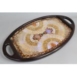 A Mid 20th Century Oval Two Handled Tray with Butterfly Wing Decoration, 63cms Wide