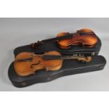 Two Full Size Violins, Both require Restringing, Complete with Carrying Cases