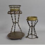 Two Hand Made Brass and Metal Arts and Crafts Period Circular Stands, Diablo Form, Tallest 27cms