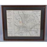 A Vintage Framed Map of Wellington and District Streets, 47x38cms
