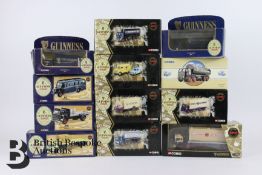 Collection of Corgi Guinness 1:50 scale die cast models, includes Scania Curtainside Guinness 76403,