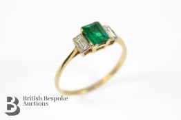 Art Deco 18ct Emerald and Diamond Ring