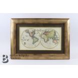 19th Century Copper Plate Engraving - World Map