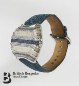 Blue Nova Sapphire and Diamond-Set Digital Wrist Watch