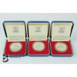 Three Boxed Proof 1977 Silver Jubilee Crowns
