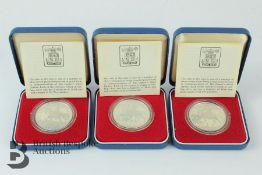 Three Boxed Proof 1977 Silver Jubilee Crowns
