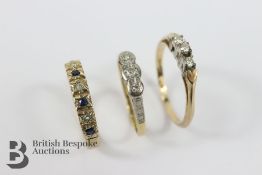 Three Gold and Diamond Rings