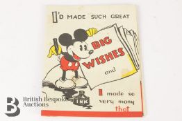 1930s Walt Disney - Mickey Mouse Ltd Birthday Card