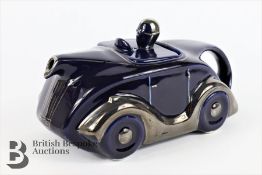 Sadler Pottery Blue and Silver Racing Car Novelty Teapot