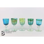 Five Mdina Glass Wine Goblets