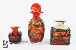 Mdina Glass Group - Red/Orange with Turquoise Trailing