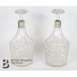 Pair of George V Silver Collared Decanters