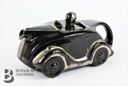 Sadler Pottery Black and Silver Lustre Racing Car Novelty Tea Pot