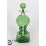 Rare Green Glass and Silver Mounted Decanter