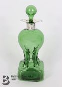 Rare Green Glass and Silver Mounted Decanter