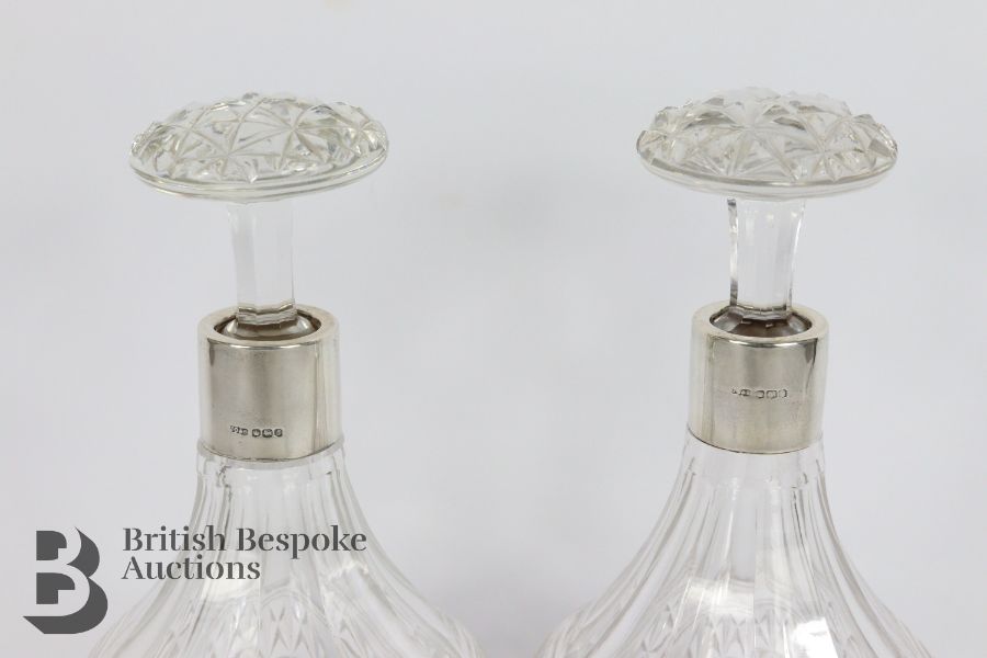 Pair of George V Silver Collared Decanters - Image 2 of 5