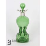 Rare Green Glass and Silver Decanter