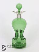 Rare Green Glass and Silver Decanter