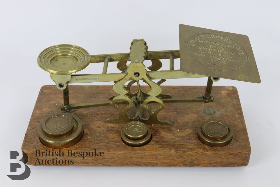 Brass Postal Letter Scales, Letter Rack and Magnifying Glass - Image 3 of 3