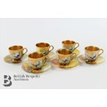 Six Royal Worcester Hand Painted Demi-Tasse