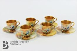 Six Royal Worcester Hand Painted Demi-Tasse